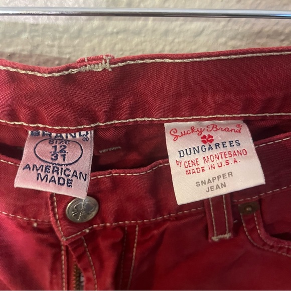 Lucky Brand red Dungarees Sz 12/31 - Picture 3 of 8